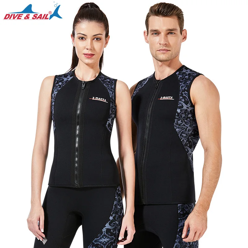 

Adult Women Wetsuit Top, 3mm Neoprene Wetsuit Jacket Sleeveless Front Zip Wetsuit Men Shirt for Kayaking Scuba Diving Surfing