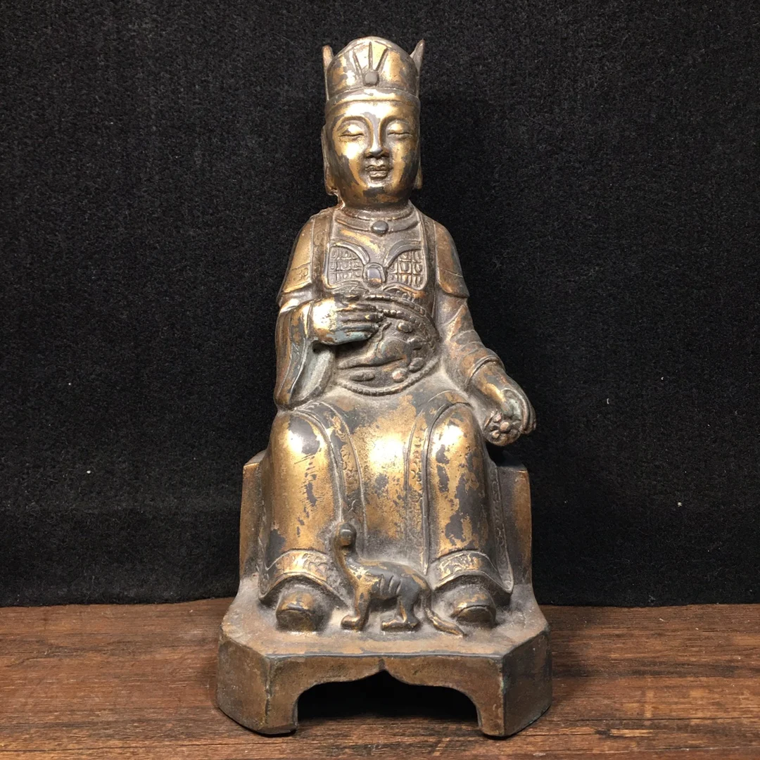 

9"Chinese Folk Collection Old Purple Bronze Cinnabar Lacquer Northern Wei Buddha Shakyamuni Sitting Buddha Ornaments Town House