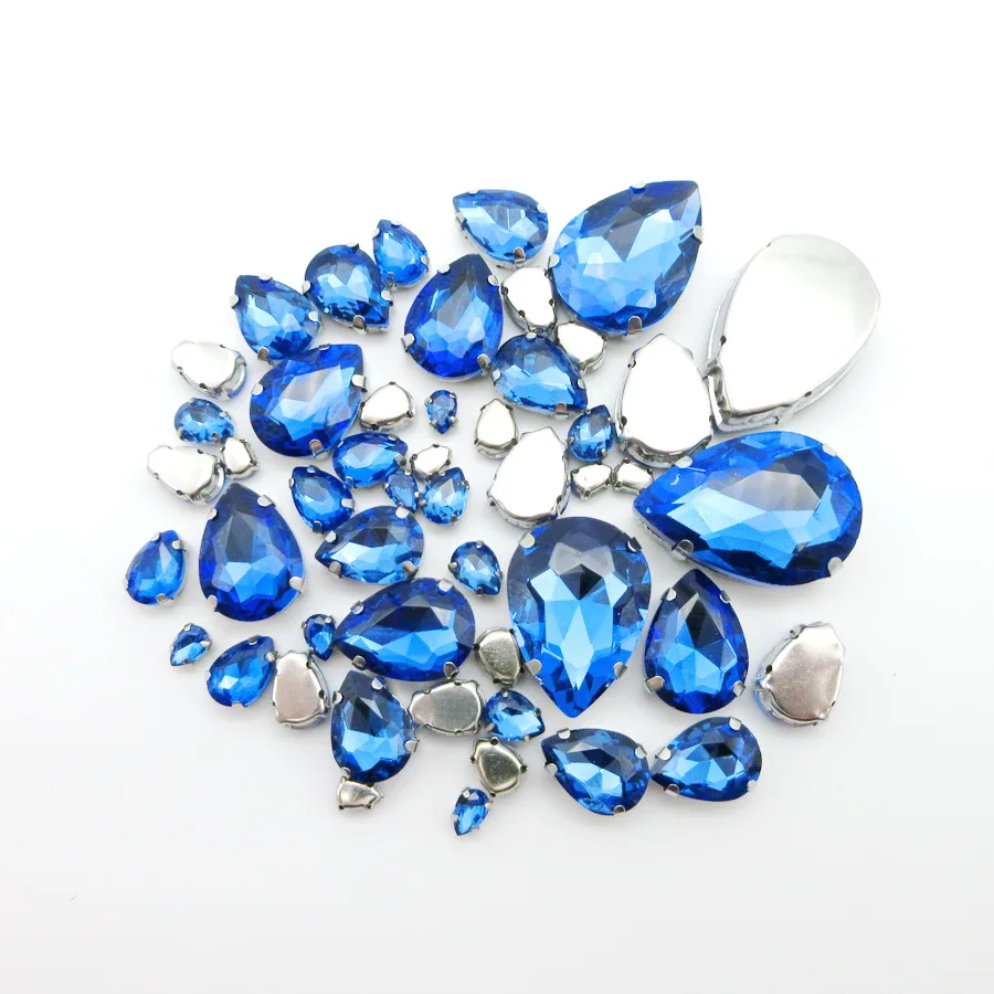 Серебряная оправа для когтей lt смешанный сапфировый кристалл в форме капли воды 7