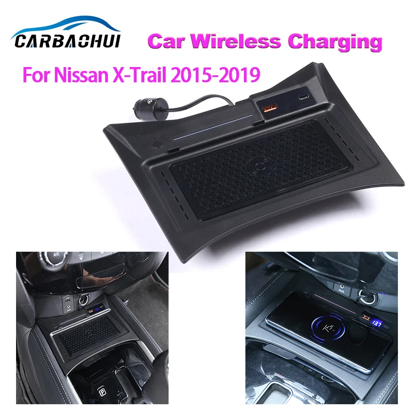 

High Quality Car Wireless Charger Quick Charging For Nissan X-Trail 2015-2019 Smart Auto parts Holder 15W Fast Charge