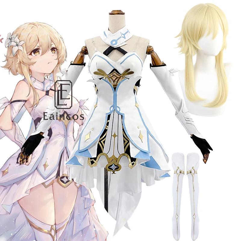 

Game Genshin Impact Traveler Lumine Cosplay Costume Original Version Uniform Halloween Women Costumes Full Set