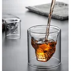 Пивная кружка с черепом, прозрачная, с двойным перевернутым стеклом, для чая, кофе, сока, виски, водки