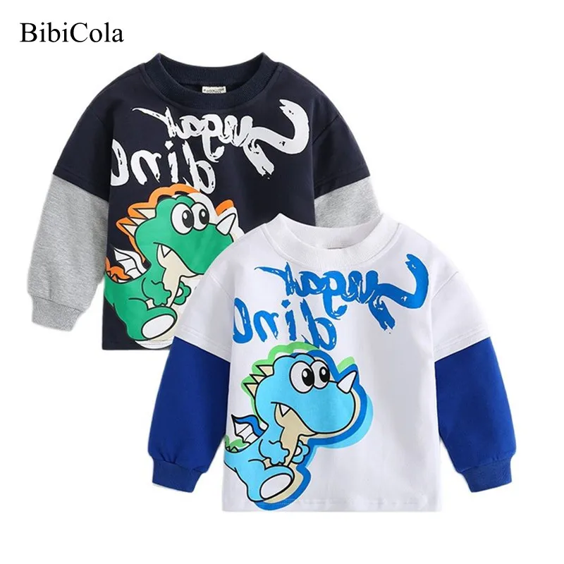 

BibiCola/Весенняя детская одежда с принтом животных из мультфильмов От 2 до 6 лет свитер с динозавром для маленьких мальчиков одежда с длинными р...