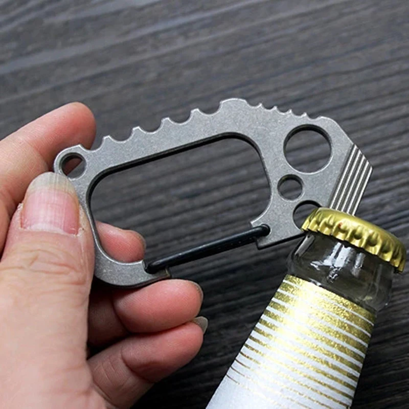 

Titanium Alloy Keychain Key Ring Survival Self-defense EDC Bottle Opener Crowbar Pocket EDC Multifunction Tool Hang Buckle