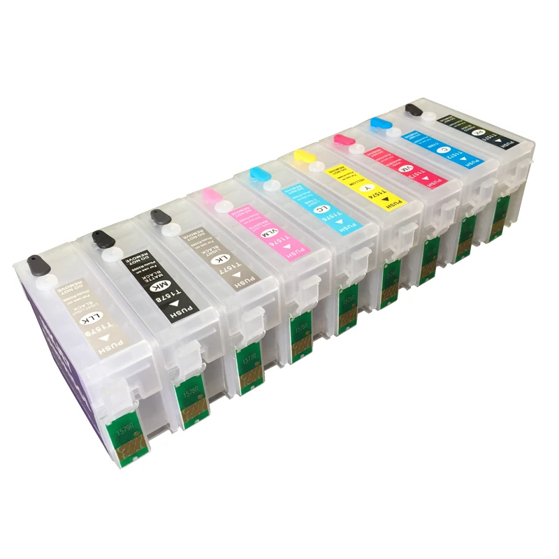 9 Colors T1571- T1579 Refillable Ink Cartridges For Epson Stylus Photo R3000 Printer With Auto Reset Chips