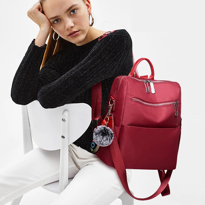 

Fashion Trend New Ladies Backpack Solid Color Oxford Cloth Casual Backpack Large Capacity Women Storage Bag Student School Bag