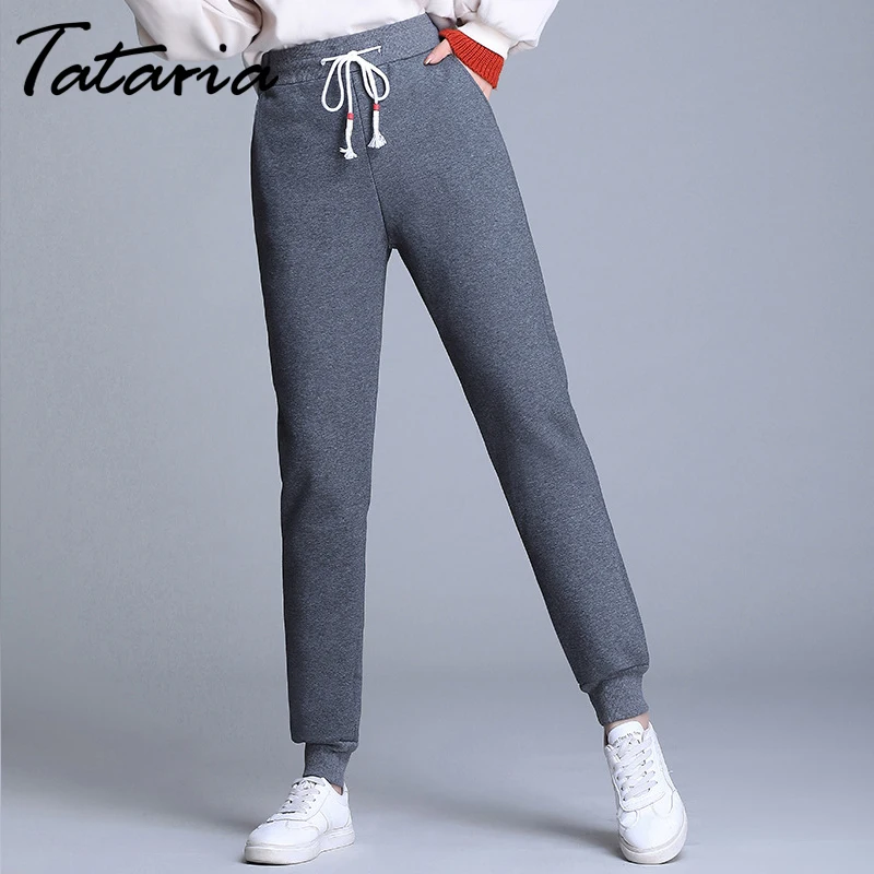 Tataria S 5XL размера плюс женские зимние теплые штаны для женщин бархатные плотные