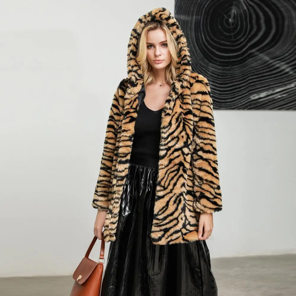 2019 осенне-зимняя модная женская длинная верхняя одежда из искусственного меха