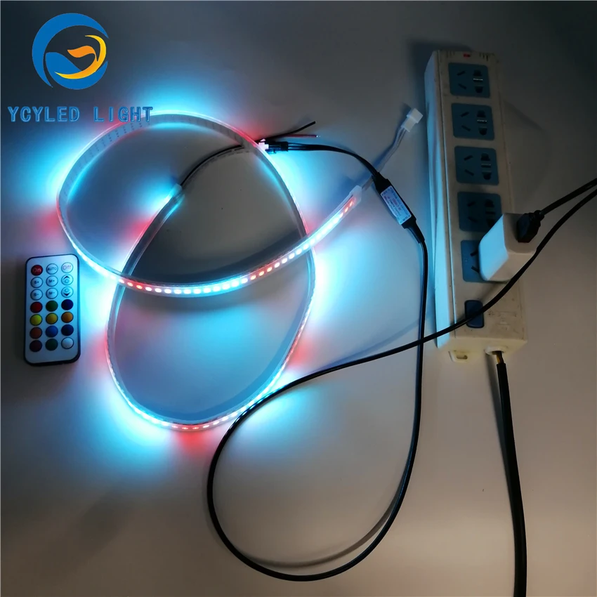 1 м 5 в usb ws2812b 144 светодиодов цифровой программируемый адресуемый 5050smd rgb Светодиодные полосы света ws2812 Светодиодная лента с радиочастотным пультом дистанционного управления