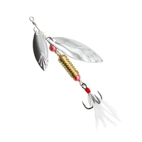 1pcs rotating spinner sequin fishing lure 9g6 5cm wobbler artificial bait with feather fishing tackle for bass trout perch pike