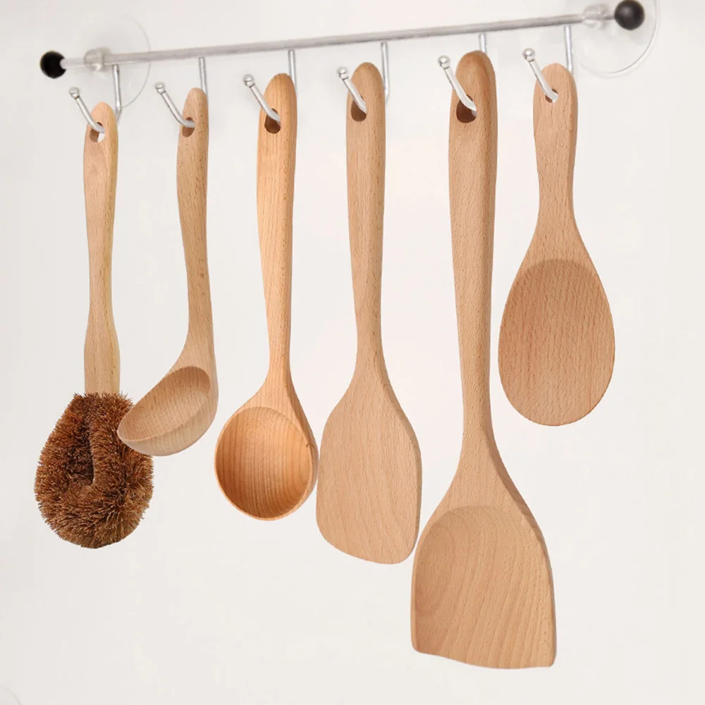 

Solid Wood Spoon Nonstick Pan Long Handle Wooden Shovel Soup Rice Spoon Spatula Turner Cooking Shovels Kitchen Utensils Tools