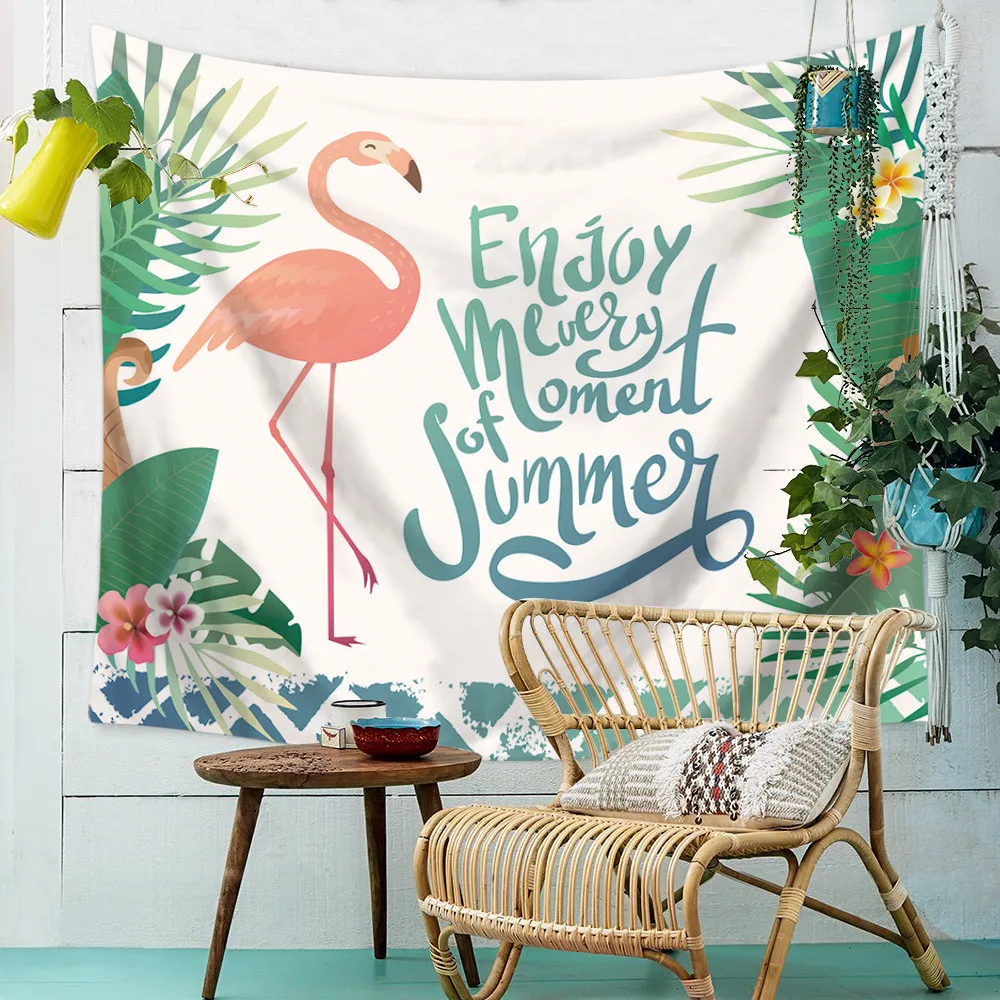 Летний гобелен настенный тропический фламинго тканевые гобелены Настенный
