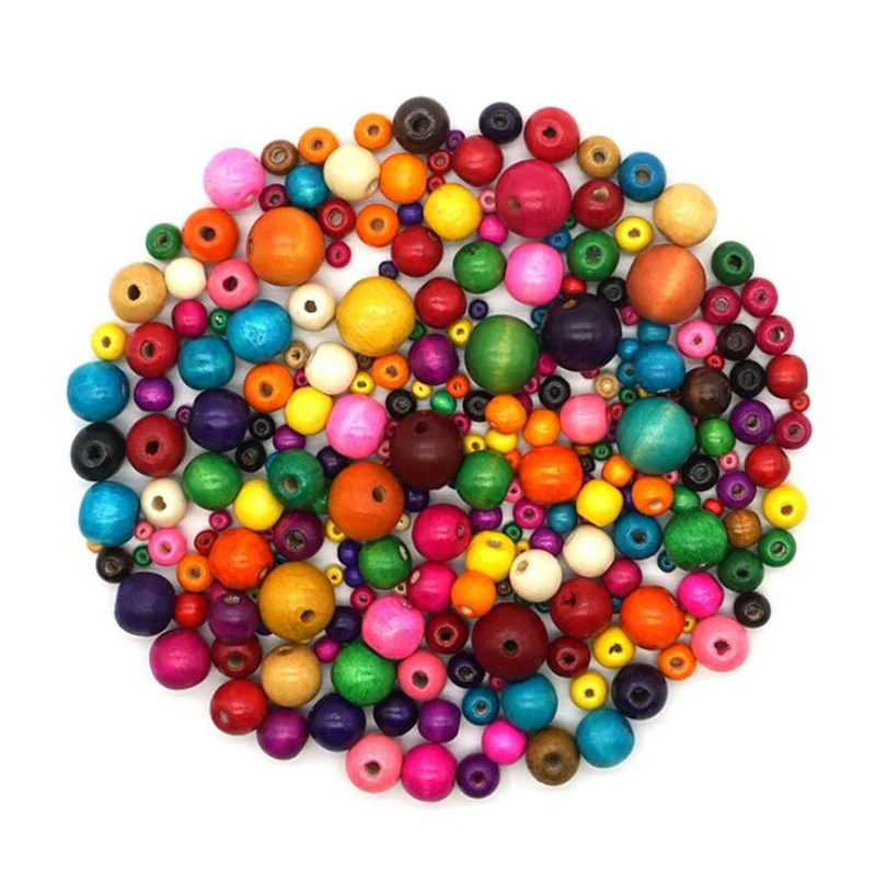 

Круглые бусины из разноцветного дерева, 3x4 мм, 5x6 мм, 18x0 мм