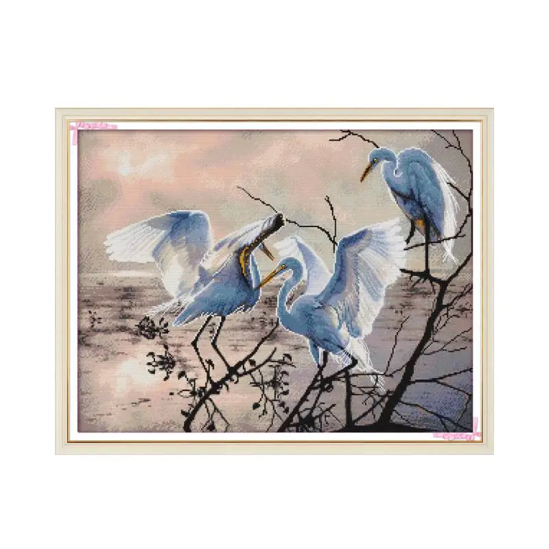 Набор для вышивания крестиком из трех egrets aida 14ct 11ct Печать на холсте вышивка крестиком es рукоделие вышивка своими руками