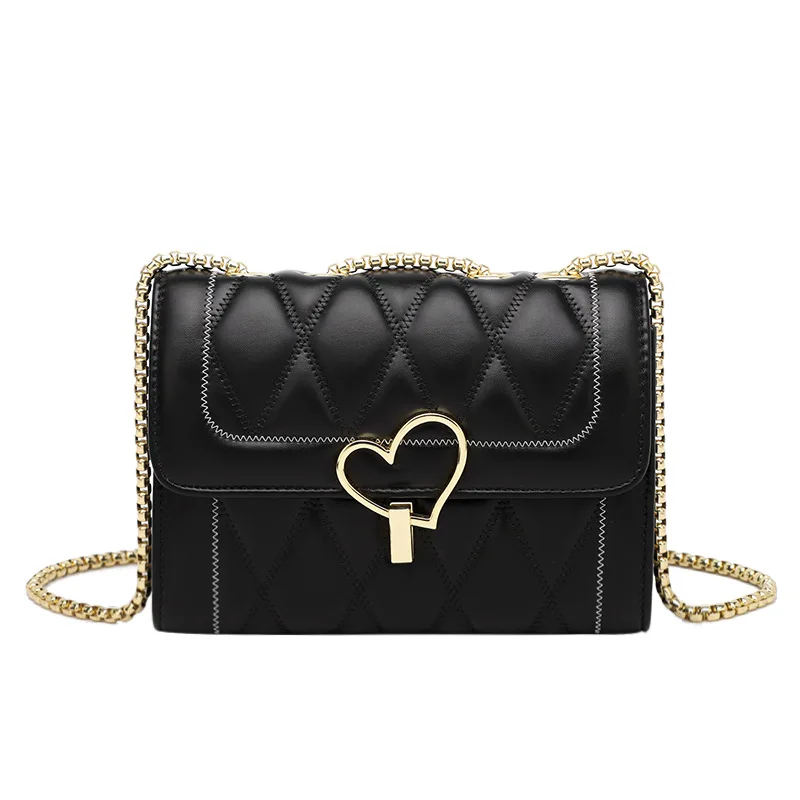 

New Leather Love Metal Chain Bag 2021 Women One Shoulder Crossbody Messenger Bag Classic Women Underarm Purses Clutches Handbag