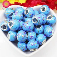 10pcs new round spacer loose beads big hole glass beads for jewelry making fit pandora bracelet necklaces diy chain accessories