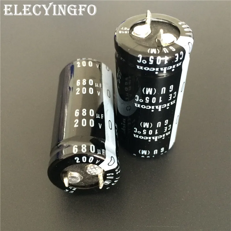 

10pcs 680uF 200V NICHICON GU Series 22x45mm High Quality 200V680uF Snap-in PSU Aluminum Electrolytic Capacitor