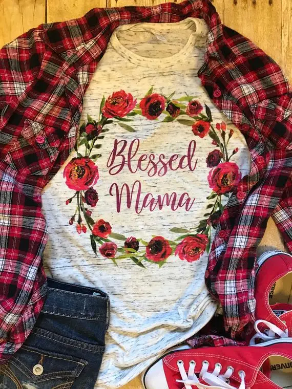 Blessed Mama летняя футболка красивая Роза футболки MOM красивые розовые Топы Женская