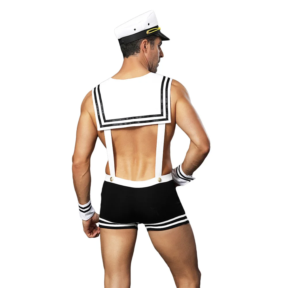 

New Men's Underwear Navy Sailor Police Uniform Temptation Role Playing White Suit Game Cosplay