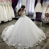 vintage vestidos de novia 2022 plus size shining wedding dresses sleeveless appliques lace bridal gowns ball gown robe de mariee