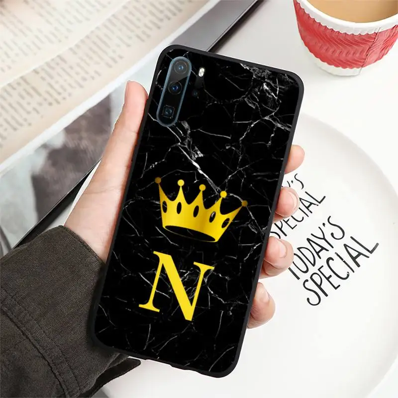 

Letter Monogram Gold Marble Phone Case For Huawei honor Mate P 10 20 30 40 i 9 8 pro x Lite smart 2019 nova 5t