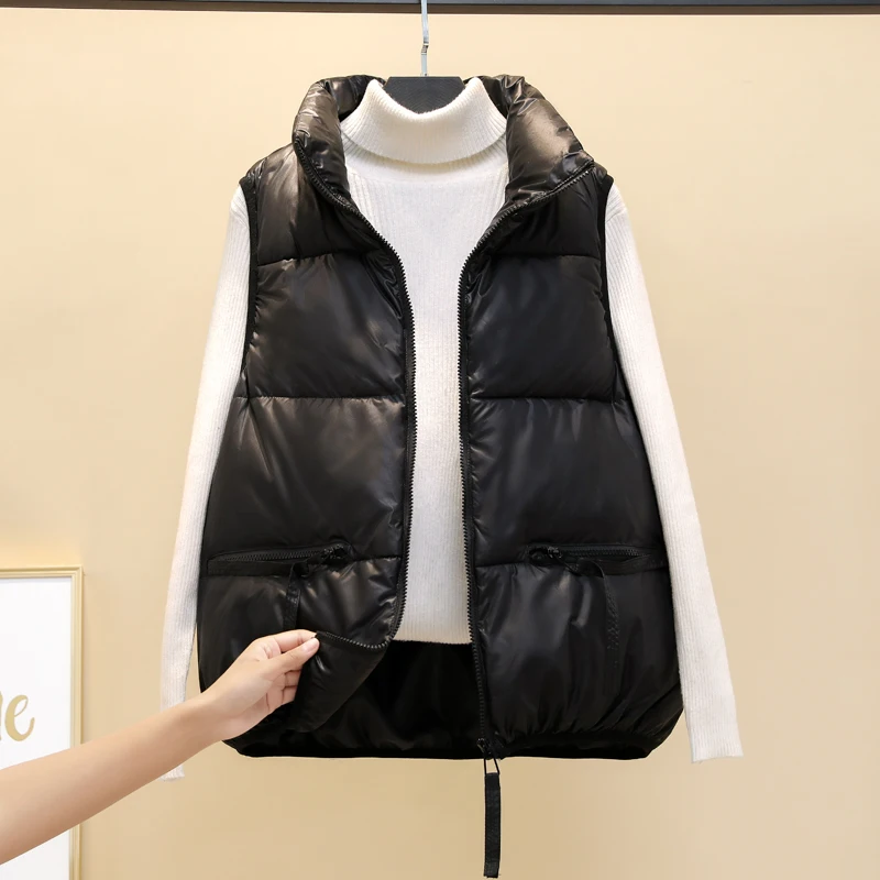 

2021 Autumn And Winter New Style Down Cotton Vest Female Short Student Korean Loose Waistcoat Vest Vest Jacket