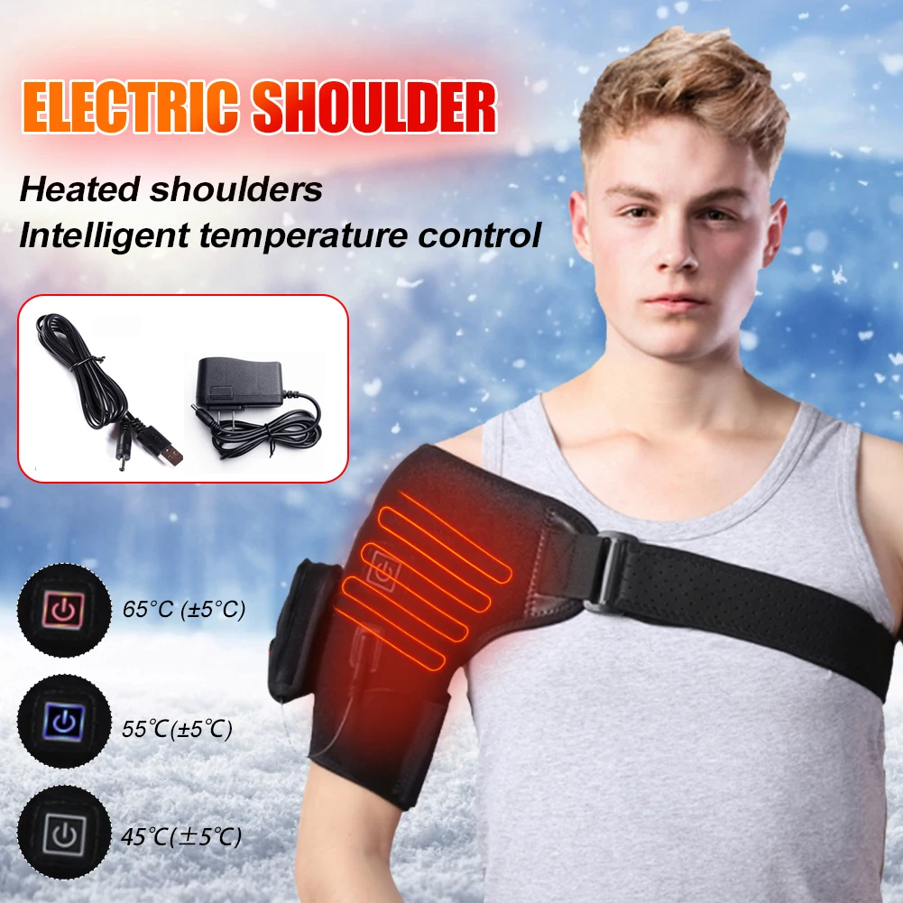 

Heated Shoulder Wrap Breathable Adjustable Heating Pad Support Brace with 3 Heat Settings for Tendonitis Joint Pain Injury
