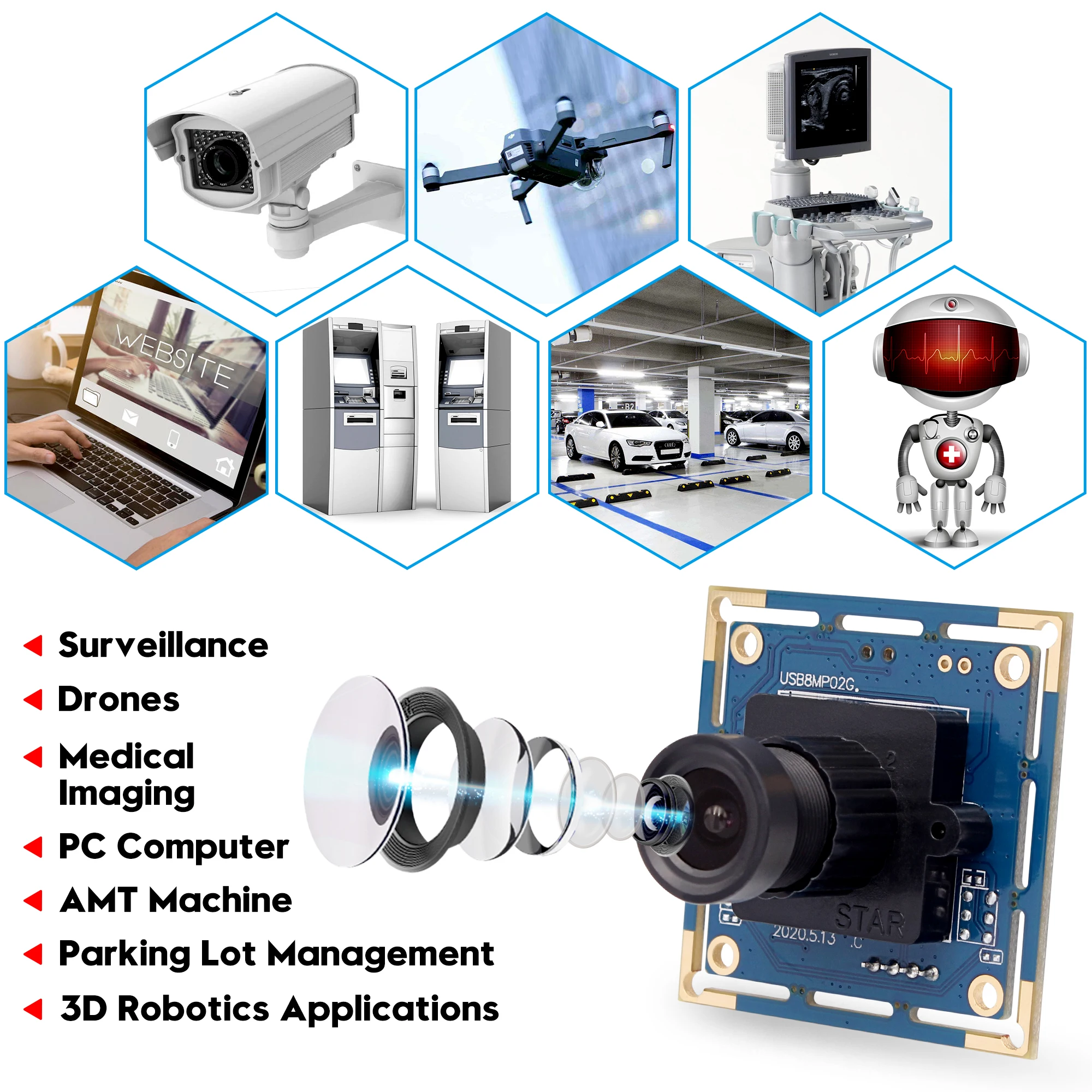 3.6mm lens 8MP 3264X2448 MJPEG YUY2 camera module SONY IMX179 CMOS microscope USB small video webcam for Medical Equipment | Безопасность