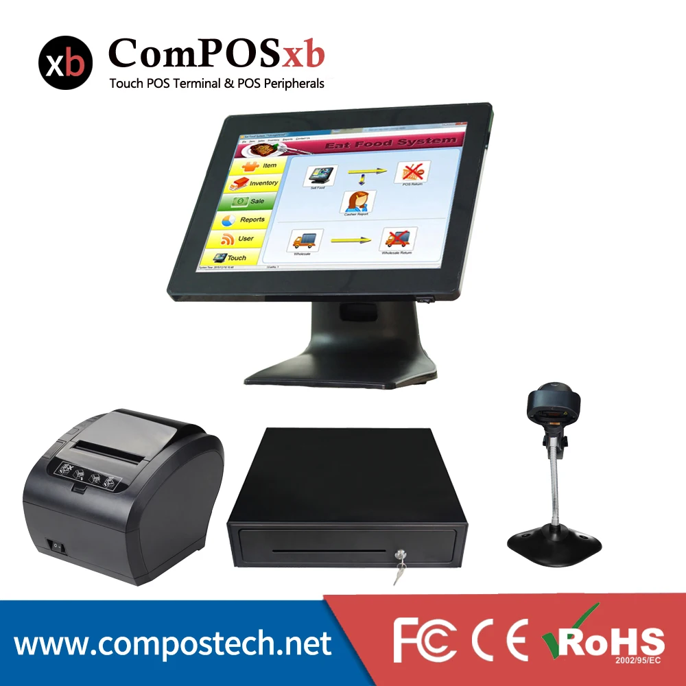 Wholeset Capacitive Touch cash register POS Terminal With printer barcode scanner System | Компьютеры и офис