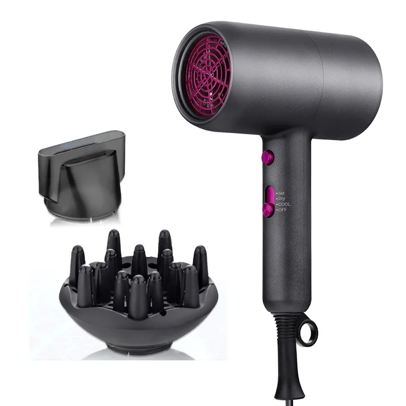 

1800W Big Power Hair Dryers Hot Cold Wind with Air Collecting +Scattering Nozzle Hammer Blower Straight Hair Curls Salon Style