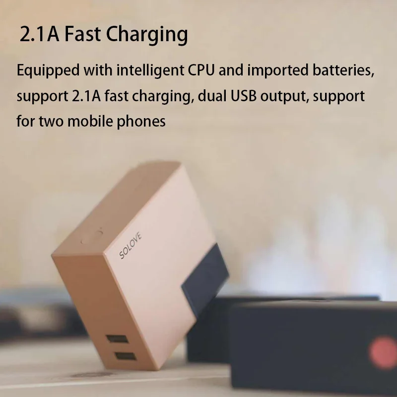 Дорожное зарядное устройство и внешний аккумулятор SOLOVE 2 в 1 5000 мАч мини