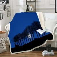 trees moon night sherpa blanket office sofa cashmere blanket bed cover bedspread warm blankets for beds