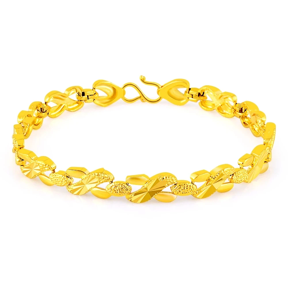 

24k pulseira de ouro real pulseira de flor de carro banhado a ouro para presentes de jóias de casamento feminino