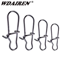 wdairen 100pcslot stainless steel fishing snaps fast lock clips size safety connector accessories tackle for lures hooks