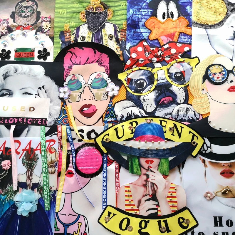 Вышивка GUGUTREE вышивка блестками бисером нашивки для девочек с принтом бусины