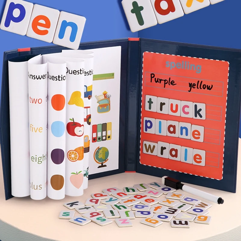 

Children 3D Magnetic Book Word Spelling Game English Alphabet Letters Cards Early Education Literacy Toys for Baby Kids