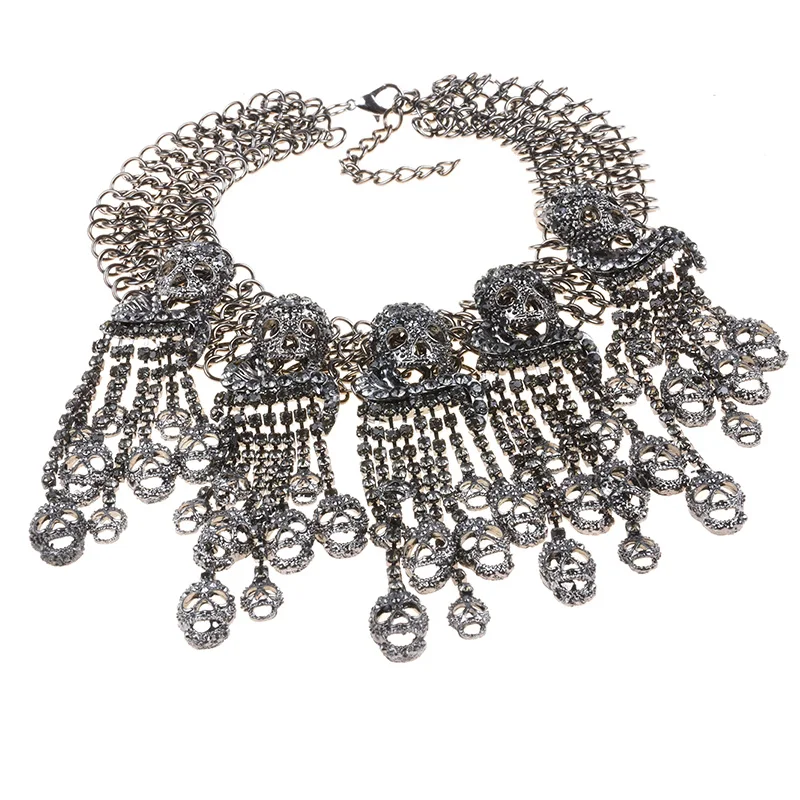 Женское винтажное крупное ожерелье с черепом массивное чокер|necklace piece|necklace