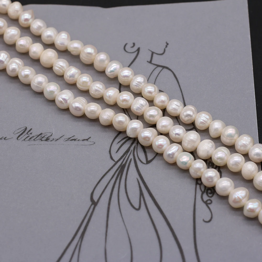 

Natural Freshwater Round White Pearl Spacer Beads for Women Necklace Bracelet Accessories Jewelry Making DIY Size 5-6mm