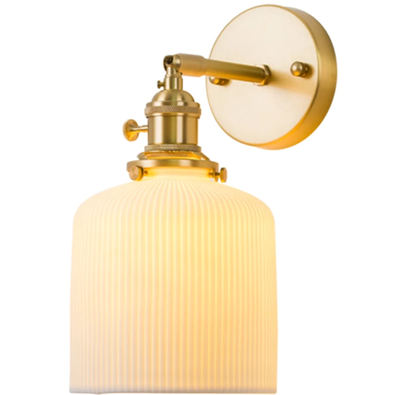 

Brass ceramic Japanese style retro simple bedside bedroom bathroom wall lamp