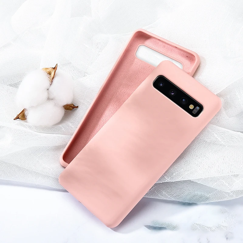 Силиконовый однотонный чехол для samsung Galaxy A10 A20E A20 A30 A40 A50 A70 M20 S8 S9 S10 Примечание 10 плюс S10e жидкости Чехлы мягкие из кожи TPU чехол - Цвет: LPink