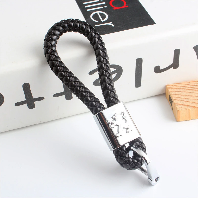 Высокое качество кожаный ручной тканый автомобильный брелок для Peugeot значок