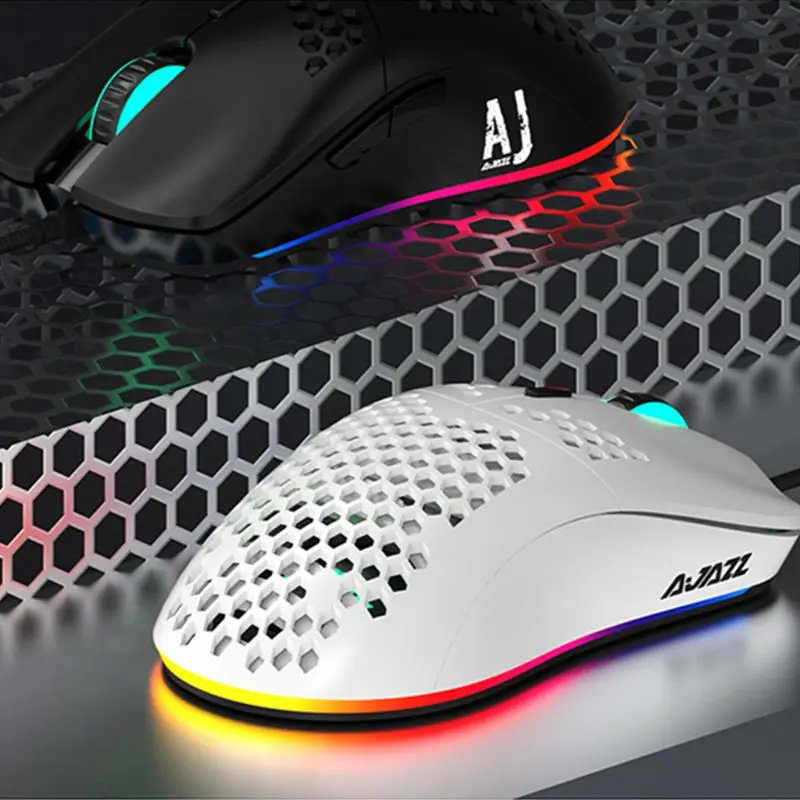 

Ajazz AJ390 New Lightweight Wired Mouse Hollow-out Gaming Mouce Mice 6 DPI Adjustable 7Key