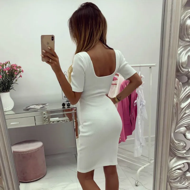 2019 сексуальное Белое Розовое женское платье с v образным вырезом и пуговицами