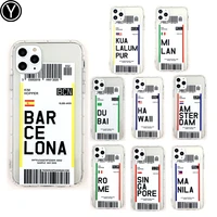 fashion air tickets phone case for iphone 12 mini pro max plane soft tpu cover dubai rome barcelona
