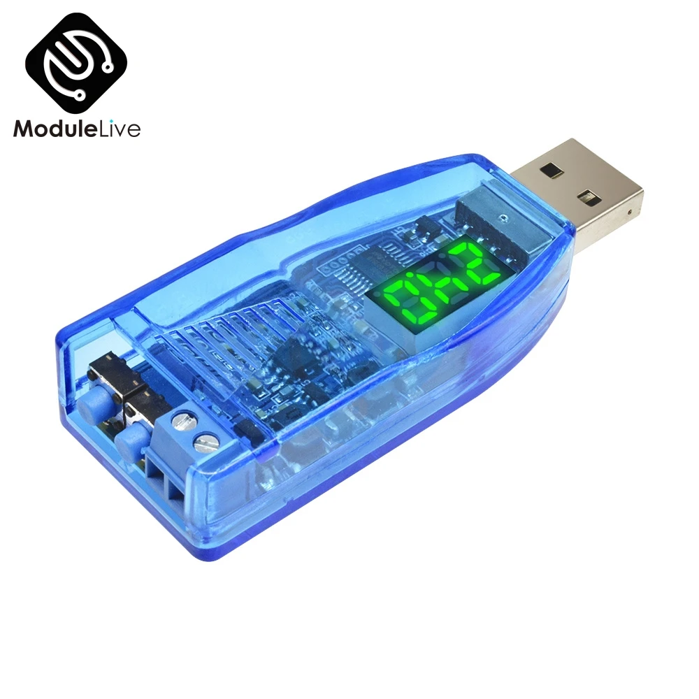 DC-DC 5V to 3.3V 9V 12V 24V Adjustable USB Step UP Down Power Converter Supply Module Red Green Display Voltage Volt Regulator