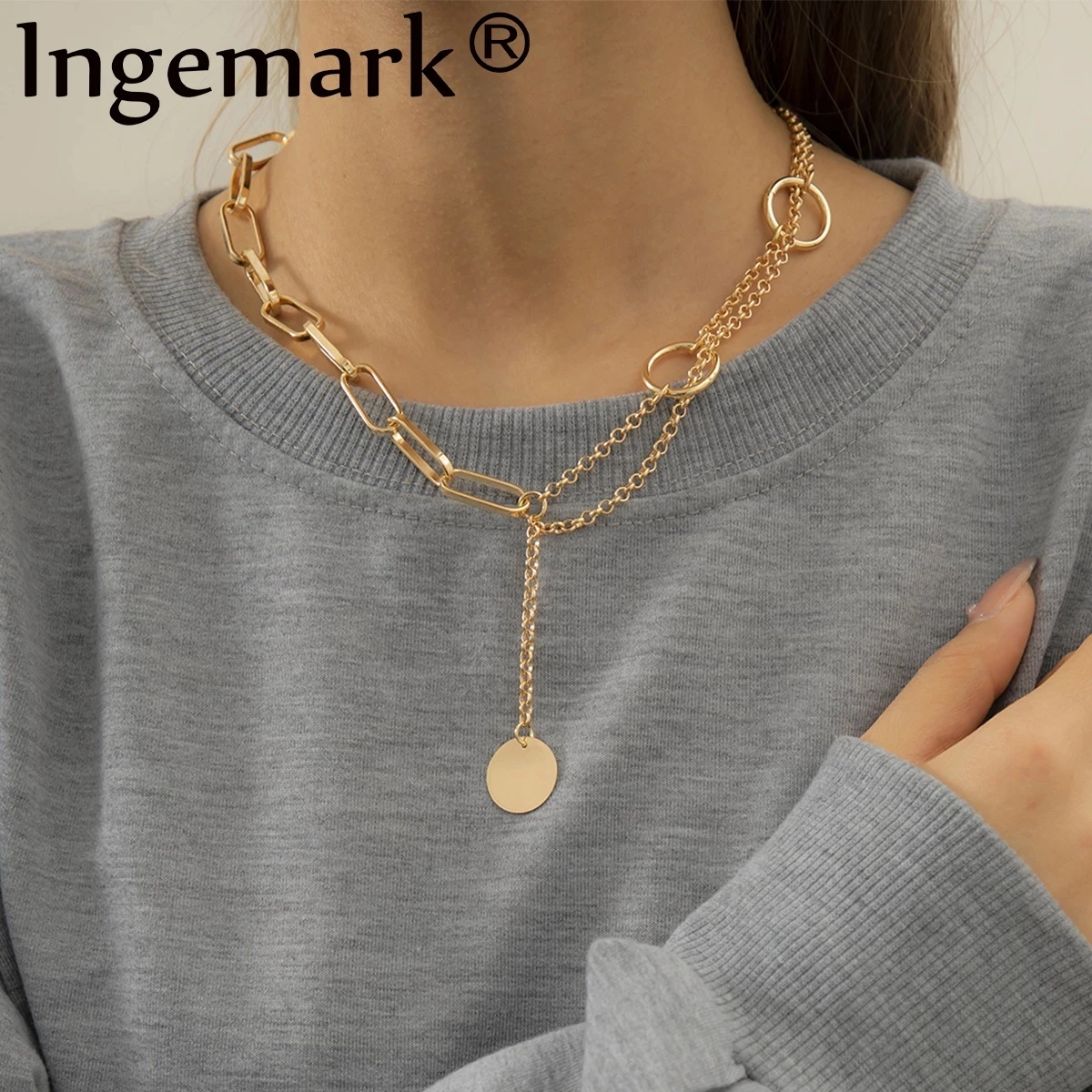 Винтажное ожерелье с подвеской монеткой, ожерелье чокер в готическом стиле, повседневная толстая цепочка в стиле стимпанк, Женская цепочка на шею, ювелирные изделия для пар