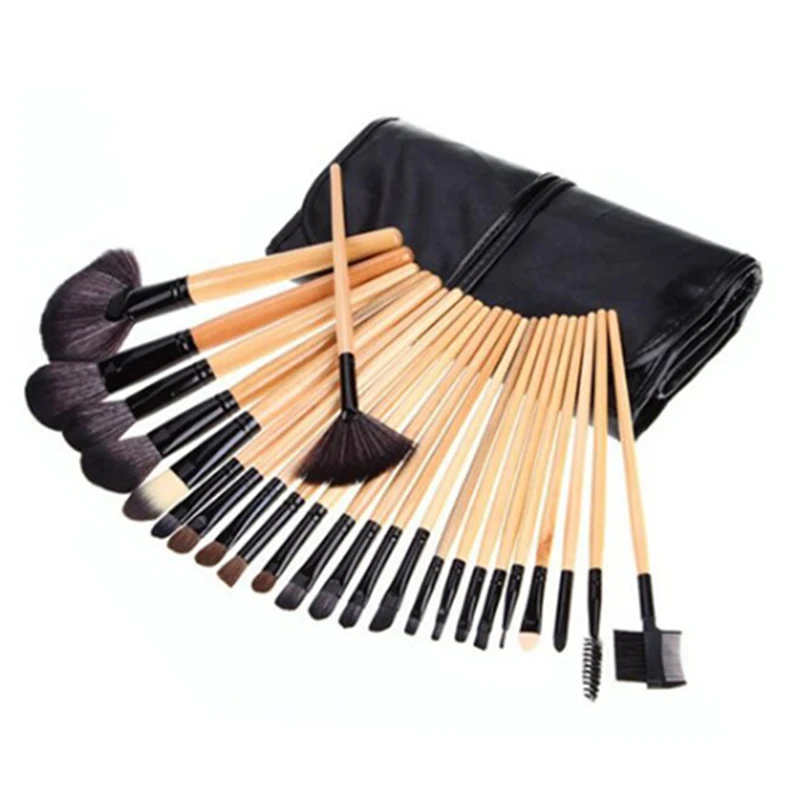 

24Pcs Professional Makeup Brush with Leather Bag Gift Cosmetic Eyeshadow Foundation Lash Eyelashes Concealer Makeup Brushes Tool