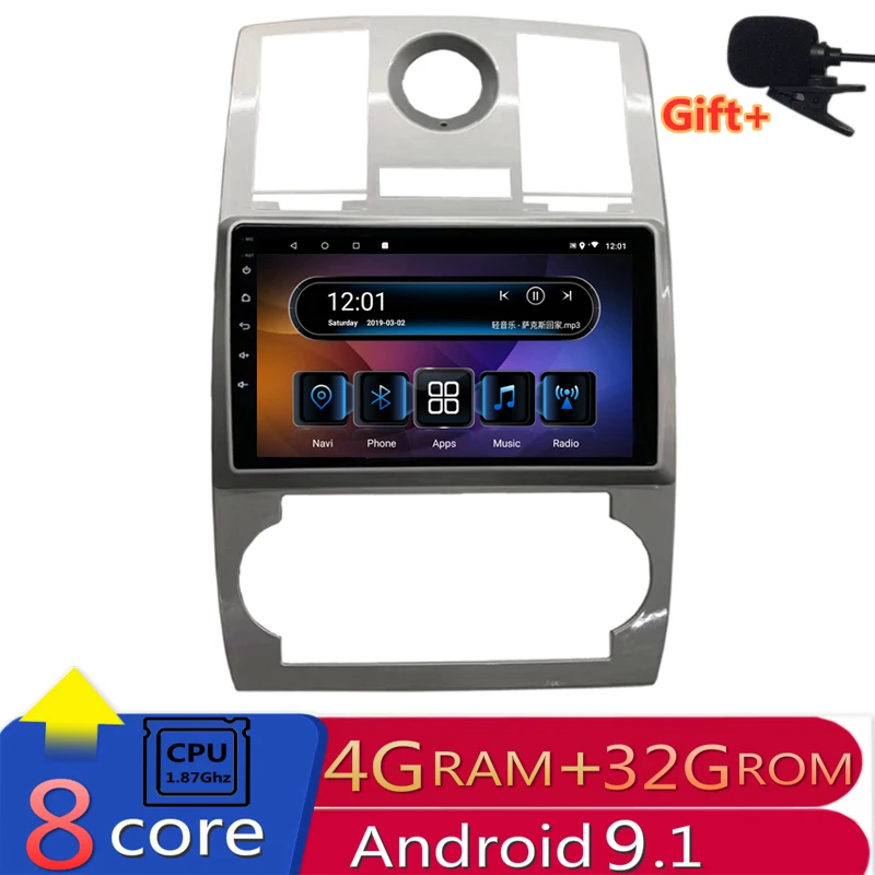 " 4G ram 2.5D ips 8 ядерный Android 9,1 автомобильный DVD мультимедийный плеер gps для Chrysler 300C 2004 05 06 07 08-2011 Автомобильный Радио навигатор