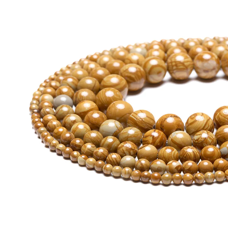 Бусины из натурального камня для рукоделия Гладкие бусины с коричневой