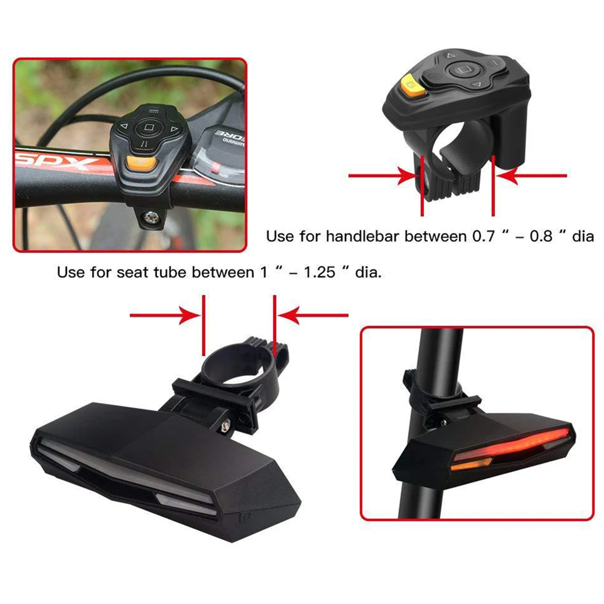 

Bike Tail Light USB Rechargeable Cycling Wireless Remote Control Rear Light Turn Signals For Mountain Bike Road Bike